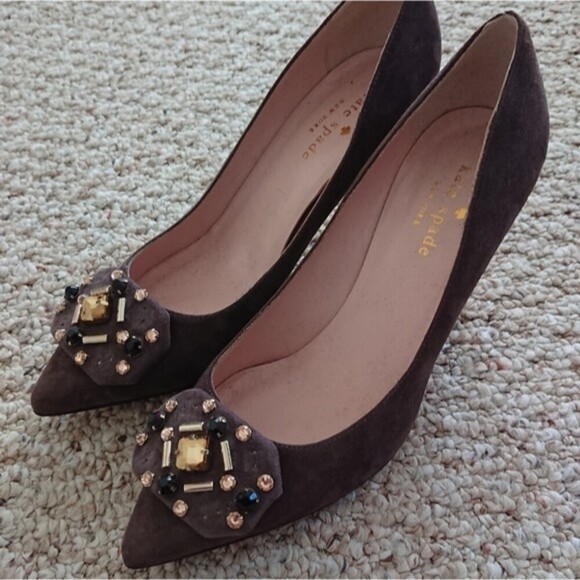 Kate Spade light brown suede with decorating jewels size 6B - Picture 3 of 6